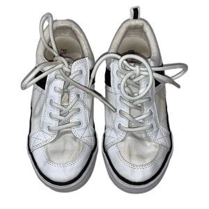 The Children’s Place | Boys Girls White Canvas PU LEATHER Skater Shoes Sneakers